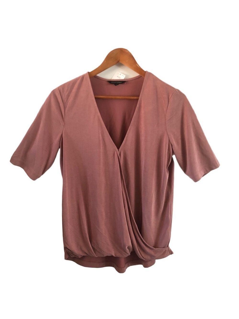 Banana Republic Dusty Rose Elbow Sleeve Wrap Blouse NEW WITH TAGS women’s size M